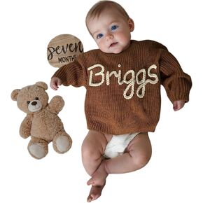 Custom Embroidered Baby Name Sweater, Baby Name Sweater, Children Sweater, Knit Sweater Toddler, Newborn Gift Multi