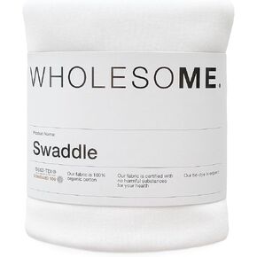 Baby Essentials Organic Cotton Baby Swaddle Blanket - Premium 220 GSM Fabric, Off-White Rib Weave - Hypoallergenic, Eco-Friendly - 1.2m x 1.2m Newborn Swaddle, Receiving Blanket
