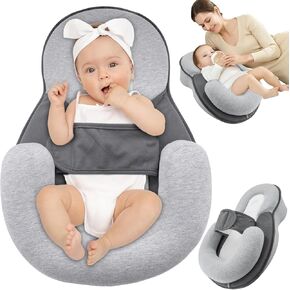 Baby Wedge Pillow for Newborn Support, Baby Reflux Pillow with Safety Strap, Ideal for Breastfeeding & Bottle Feeding, Detachable, Spit-Up Reduction