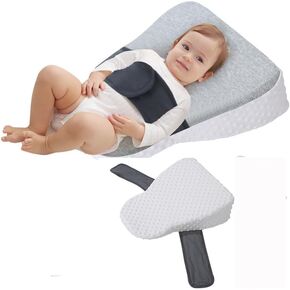 Baby Wedge Pillow, Reflux Breastfeeding Pillow for Reducing Spit-Up, Anti-Roll Nursing Pillowcase for Nursing and Breastfeeding, Suitable for 0-12 Month (1pc Grey)
