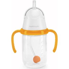 NumNum Baby Straw Training Cup, Weighted Toddler Spill Proof Sippy Cup with Straw for 6-12 Months, Toddler Drinking Cups, Baby Essentials (1-Pack, Blue)