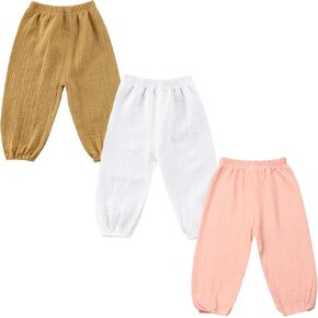 Toddler Baby Boy Girl Cotton Linen Joggers Pants Elastic Basic Long Pants Harem Bloomers Infant Kid Fall Clothes