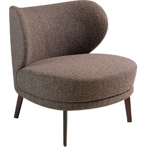 sillón tapizado en tela con texture y patas de acero epoxy color Marrón