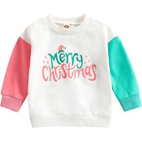 Youth Undershirt Toddler Infant Boys Girls Christmas Long Sleeve Letter Prints Pullover Tops Boys Sweatshirt