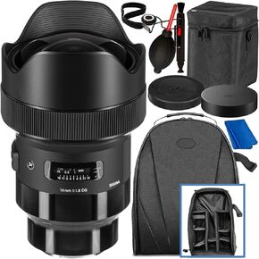 Sigma 14mm f/1.8 DG HSM Art Lens for E 10PC Accessory Bundle – Includes: Manufacturer Accessories + Backpack + Dust Blower + Lens Cleaning Pen + More