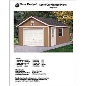 12' X 16' Car Garage Project Plans - Design #51216