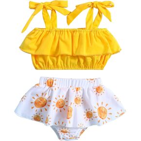 Toddler Girls Sun Corrugated Edge Two Swimwear Swimsuit Bikini Bathing Suit for Toddler Boy