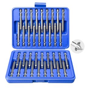 Impact Driver Bit Set 50 pcs Magnetic CRV Steel 1/4'' Hex-Shank Phillips Slotted Hex Torx Star Tamperproof Pozi Square Spanner Torque Tri-Wing Clutch Spline Bits Set with Magnetic Bit Holder