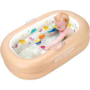Inflatable Baby Bathtub Portable Mini Air Swimming Pool Kid Infant Toddler Travel Bath Tub Foldable Shower Pool Bath (Brown)