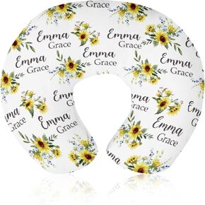 Customizable Flowers Baby Nursing Pillow Cover - Add Your Baby's Name, Ultra-Soft Stretch Fabric, Fits Standard Nursing Pillows, Ideal for Baby Showers Style 13
