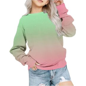 Sweaters for Teens Trendy, 10 Year Old Clothes for Girls, Kid's Long Sleeve Sweatshirts Basic Summer Tee Shirts