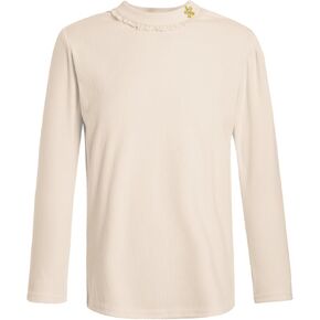 Aislor Kids Girls Lace Trim Ribbed Layer Thermal Shirt Slim Fit Long Sleeve T-Shirts Base Layer Tops Tee Undershirt