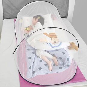 Pop-Up Mosquito Net Tent for Beds Portable Folding Design with Net Bottom for Baby Adults Trip (77x32x22 inch) A