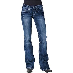 Women's Washed Boyfriends Wide Leg Jeans Stretch Casual Slim Fit Denim Pants Vintage Straight Jean Trousers