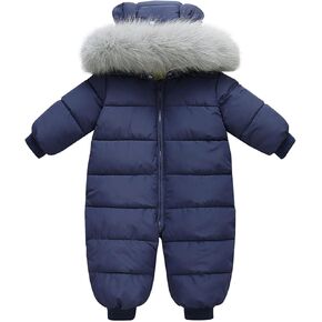 Kapsrqst Baby Jumpsuit Outwear Infant 1 Piece Down Jacket With Detachable Collar Solid Color Thick Hooded Down Cute