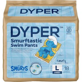 DYPER - Smurftastic Swim Pants - Affordable Diapers, Hypoallergenic, Plant-Based, Absorbent & Quick-Drying, Eco-Friendly, Fun Prints - Size M, 20-31 lbs (19 Count)