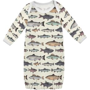 Baby Girls Boys Sleeper Gown Popcorn Buckets Long Sleeve Nightgown for Newborn 0-12 Months