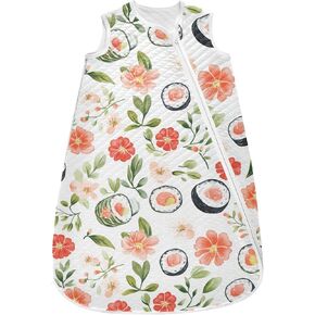 vvfelixl Toddler Sleep Sack for Newborn Sushi Flower Baby Wearable Blanket Sleeveless Swaddle Transition Sleeping Bags for Infant Babys Sleep Suit for 12-24 Months