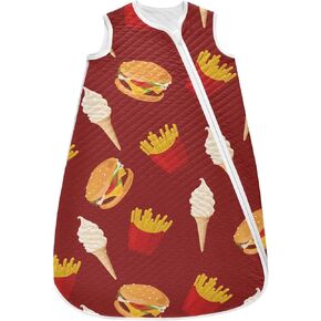 vvfelixl Baby Sleep Sack for 6-12 Months French Fries Burger Babys Wearable Blanket Zipper Swaddle Transition Sleeping Bag for Infant Baby Sleep Suit for Newborn Toddler