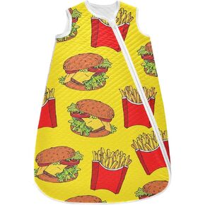 vvfelixl Toddler Sleep Sack for Newborn French Fries and Cheeseburgers Baby Wearable Blanket Sleeveless Swaddle Transition Sleeping Bags for Infant Babys Sleep Suit for 12-24 Months