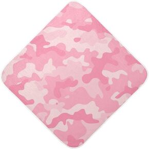 Pink Camouflage Baby Hooded Towel, Ultra Soft Absorbent Cotton Baby Bath Towel for Newborn Toddler Boys Girls, 30 x 30 Inch