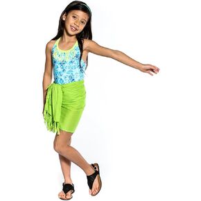 Girls Sarong Beach Cover-Up Solid Color Half Sarong