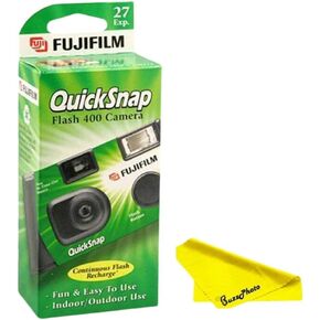 Fujifilm Quicksnap Flash 400 كاميرا قابلة للتصرف 35 مم - 27 حزمة التعرض مع قطعة قماش تنظيف الألياف الدقيقة Buzzphoto (حزمة واحدة)