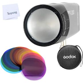 Godox V-11C Color Filters with Godox H200R Round Flash Head Compatible for Godox AK-R1 Accessories kit and Godox AD200 AD200pro Pocket Flash