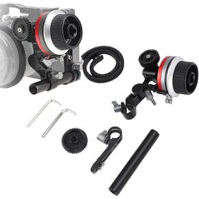 Mini Follow Focus ، A B Stops ومشبك قضيب 15 مم ، نظام التحكم في تركيز العدسات متوافق مع قطر العدسة حتى 114 ملم لعدسات الكاميرا DSLR & Mirrorless ، تصميم مضغوط خفيف الوزن