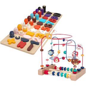Maze Toy Set Preschool New Year Gift Spatial Reason Spatial Roller Pearls, Matching Board