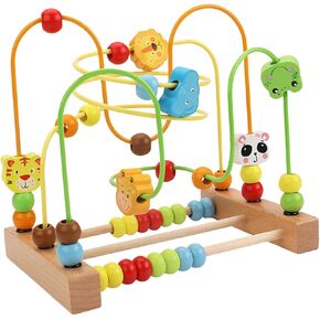 Wooden Bead Maze Activity Toy for Skill Development with Fruits and Shapes, Fruit B