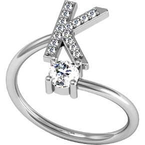 Boy Rings 10-12 Style Diamond Inlaid Ring Korean Version Minimalist Combination With Open Ring Rings Set (K, 4x6x4cm)