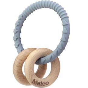 Personalized Name Baby Rattle Teether Ring (Pink)