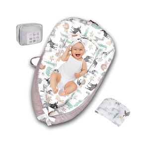 Baby Lounger for Newborn | Ultra-Soft Infant Nest Lounger 0-24 Months | Organic Cotton Travel Bed with Breathable Mesh(Color:Small Flower)