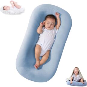Baby Lounger, Baby Lounger for Newborn Pillow, Bionic Design Newborn Nest Sleeper, Soft Organic Cotton Breathable Lounger Pillow for Infants (Green)