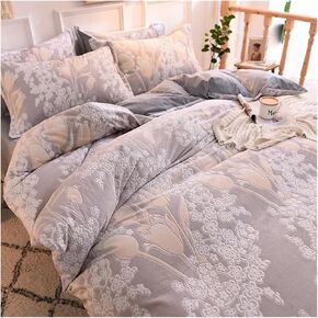 Winter Bedding 4 Pcs 6D Carved Duvet Cover Sheet Pillowcase Soft Warm Washable Bedding Set Bed Four Pieces Set