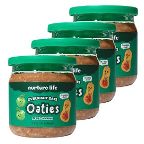 Nurture Life Overnight Oats, Variety Pack, Healthy Snacks for Kids, Nutritious Breakfast Food for Children w/Real Fruit & Hidden Veggies, No Added Sugar, Ready to Eat Meals for Toddlers & Kids, 4 Pack