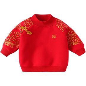 Newborn Baby Girls Boys Chinese New Year Outfit Tang Suit Long Sleeve Warm Sweatshirt Pullover Tops for Toddler
