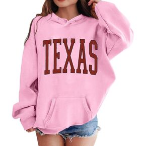 Texas Baby Girls' Graphic Hoodie Hooded Pull-On Sweatshirt Lightweight Hoodie Sweatshirt Shirts Fall Clothes 3-12 Years