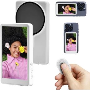 Phone Vlog Selfie Monitor Screen(Without build in Speaker),Magnetic Wireless Connection with Remote Control Compatible with iPhone & Android, Using Phone Rear Camera for Selfie Vlog Live Stream TikTok
