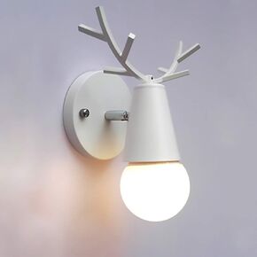 Creative Minimalist Staircase Corridor Aisle Lamp Bedside Lamp Children's Room Deer Head Bedroom Living Room Wall Lamp Creative Fashion Fine Carving Pattern (Color : White)