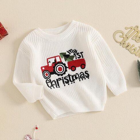 Toddler Baby Boy Girl Christmas Outfit Knit Sweater Crewnck Sweatshirt Pullover Warm Top Infant Fall Winter Clothes in Saudi Arabia