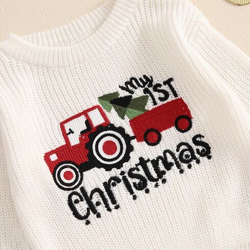 Toddler Baby Boy Girl Christmas Outfit Knit Sweater Crewnck Sweatshirt Pullover Warm Top Infant Fall Winter Clothes in Saudi Arabia
