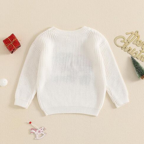 Toddler Baby Boy Girl Christmas Outfit Knit Sweater Crewnck Sweatshirt Pullover Warm Top Infant Fall Winter Clothes in Saudi Arabia
