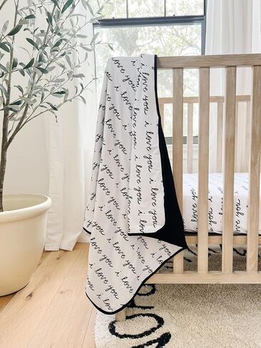 بطانية طفل مبطن - Viscose كبير من الخيزران - 33in × 33 بوصة للطفلة/الصبي رضيع تلقي أو بطانية صغيرة - هدية حديثي الولادة المحايدة للطفل (أنا أحبك) in Kuwait