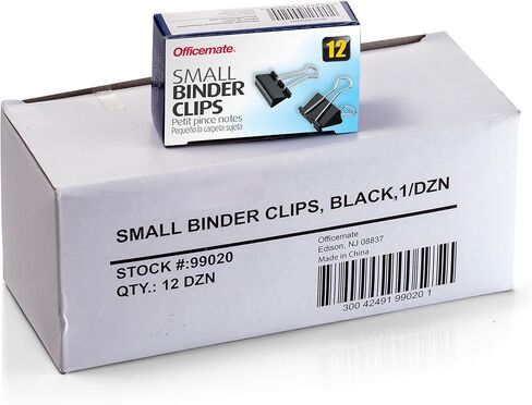 Officemate Small Binder Clips, Black, 12 Boxes of 1 Dozen Each (144 Total) (99020) in Kuwait
