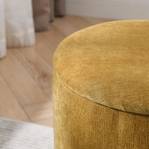 2-Piece Set Round Chenille Storage Ottoman, Equipped with a Drum Shaped Small Stool (style3) in Kuwait