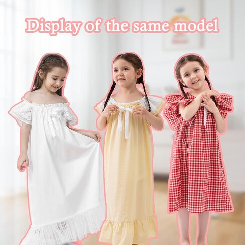 Nightgowns for Girls, Cotton Vintage Pajama Dresses for Girl, Long Sleeve SleepShirt Jammies for Kids in Kuwait