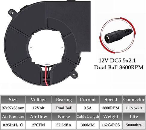 Commercial Air Blower Centrifugal Turbo Blower Centrifugal Dust Exhaust Fan Floor Dryer Adapter Radial Turbo Cooler(12 Dual Ball DC,2Pcs Fans) in Saudi Arabia