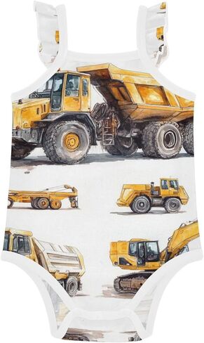 Child Sleeveless Baby Bodysuits Cute Soft Toddler Sleeveless Clothes 3M Construction Scene Concrete Mixer Truck in Kuwait